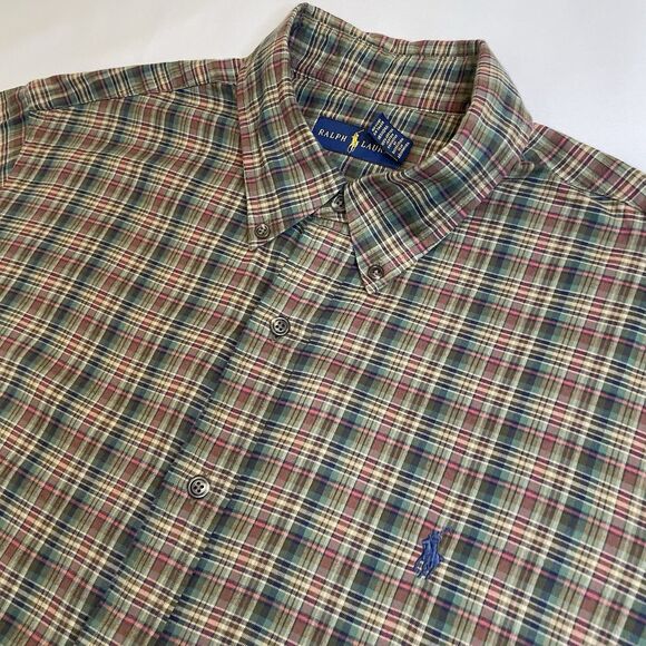 Ralph Lauren Men’s Tattersall Plaid Long Sleeve Brown/Pink Button Down Pony- XL - Picture 4 of 15